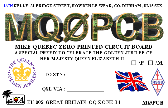 The original MQ0PCB QSL card from 2002