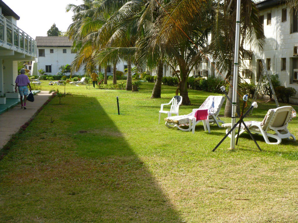 Sun loungers being used under the Spiderbeam!