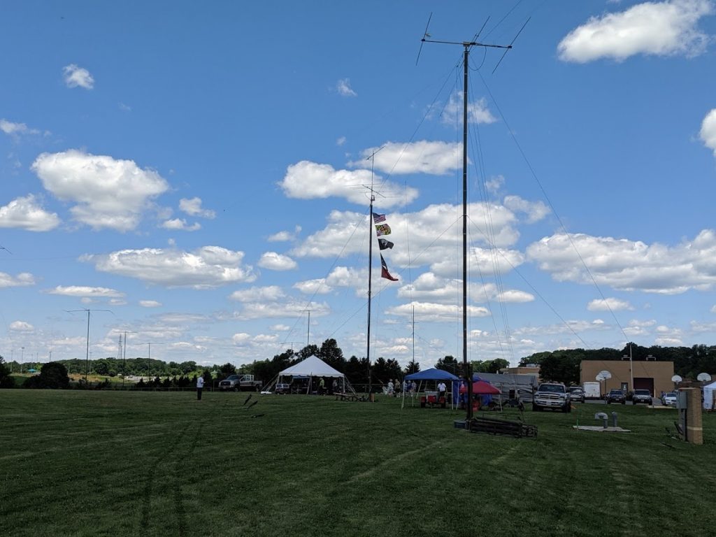 A view of the masts and field