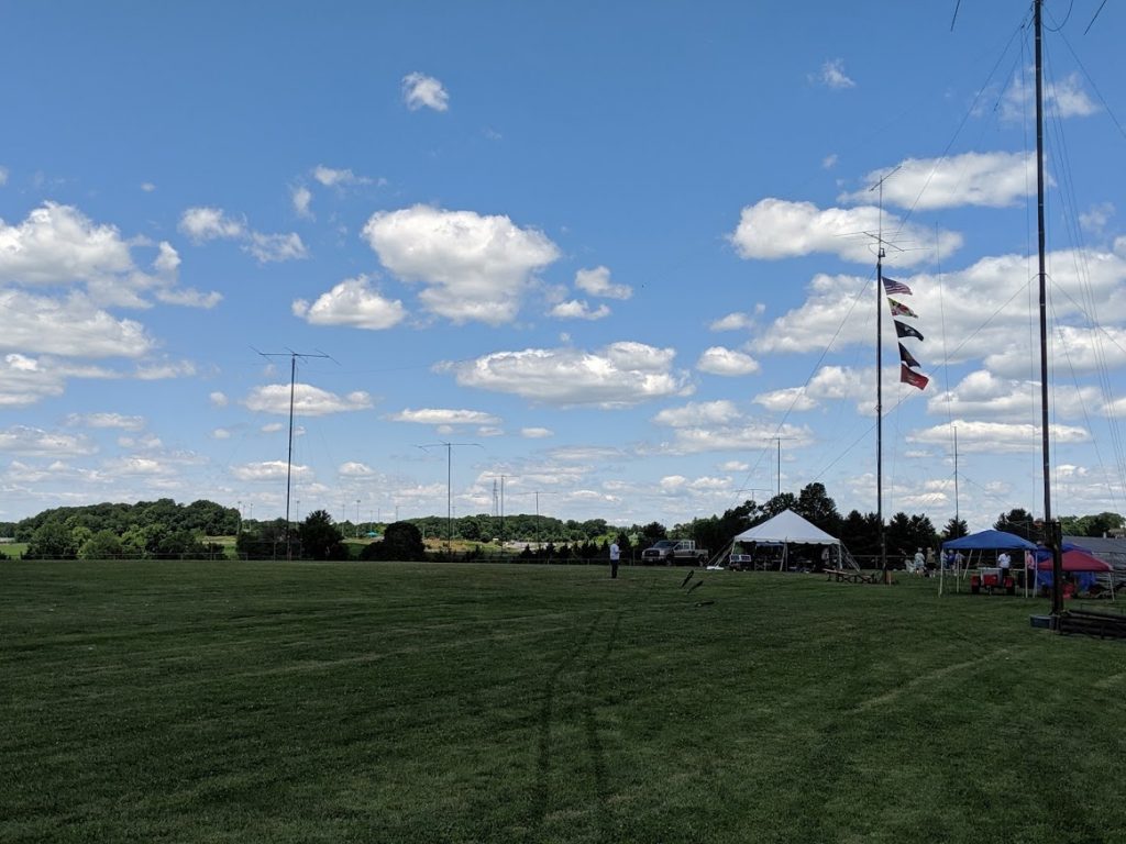 A view of the masts and field