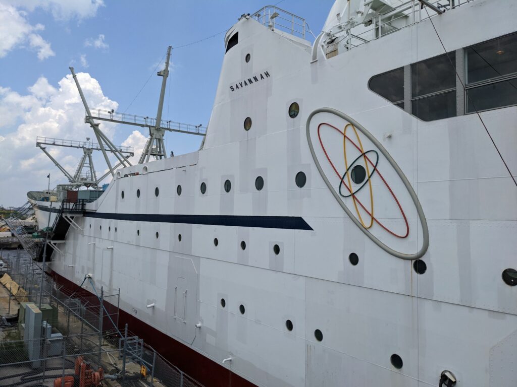 The Nuclear Ship Savannah alongside Pier 13 in Baltimore, Maryland. 